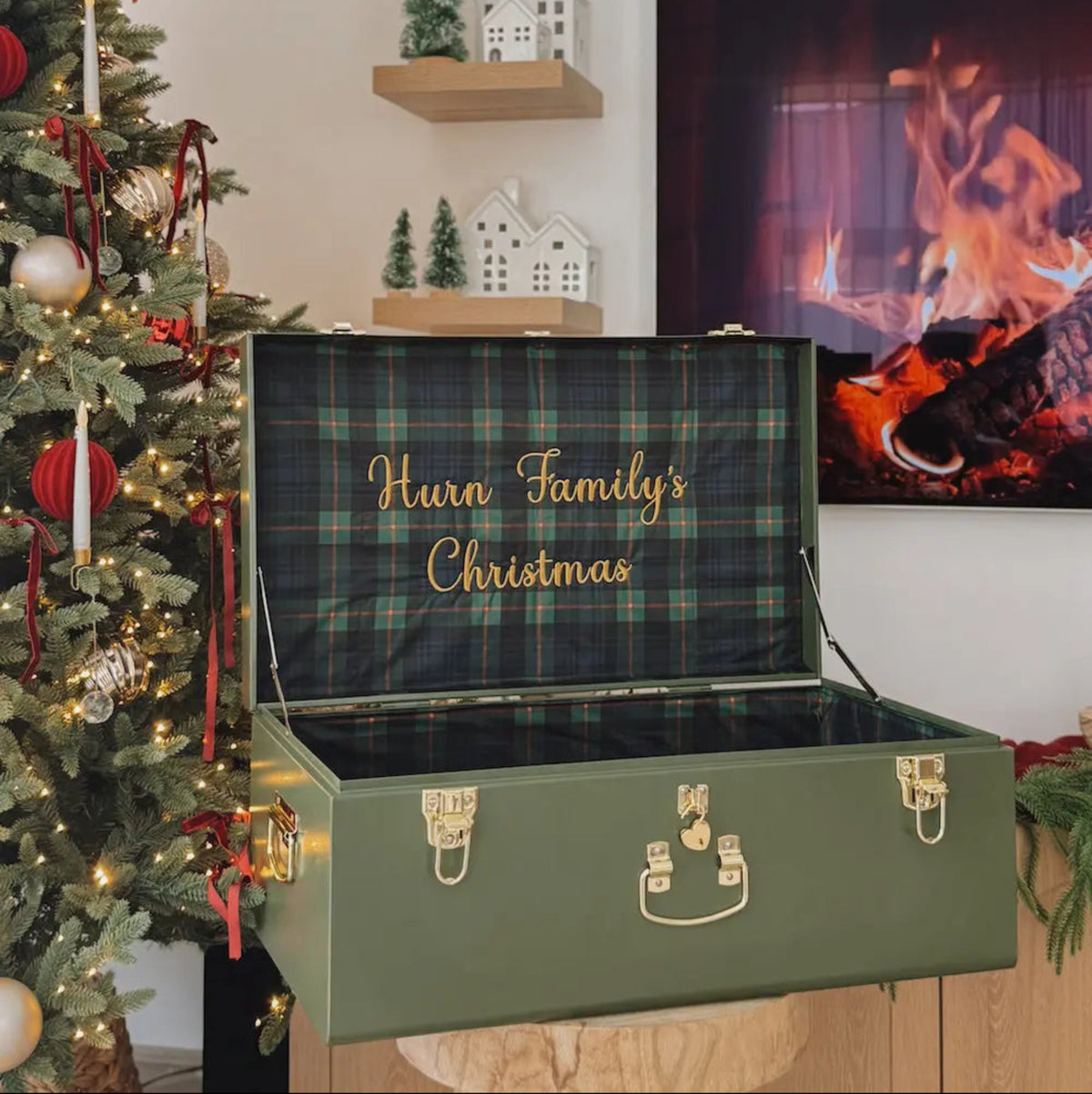 Green trunk with &