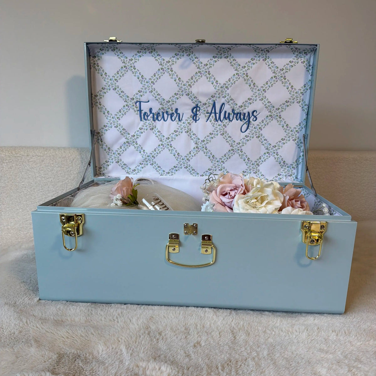 Light blue jewelry box with &