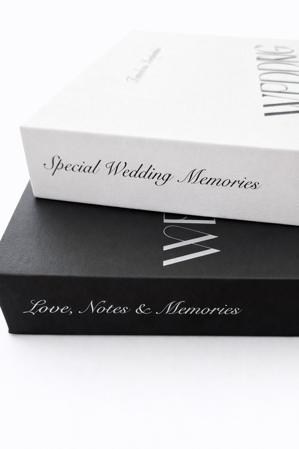 Black and white wedding memory book with &